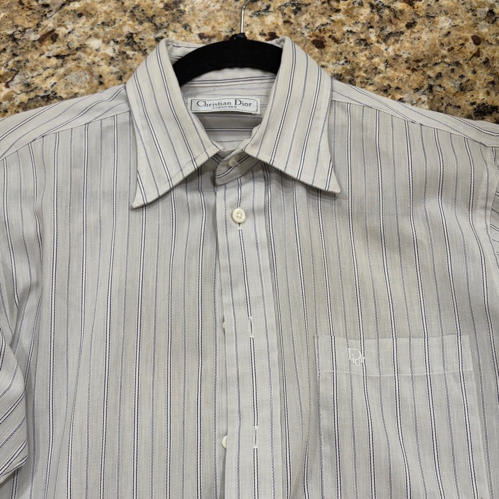 Dior Men's Shirt in Gray with Subtle Stripes